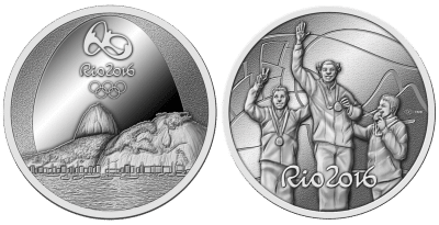 Moedas das olímpiadas em prata