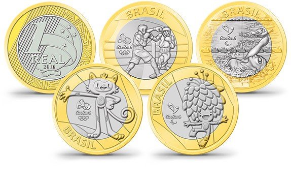 Diferentes moedas das olimpíadas