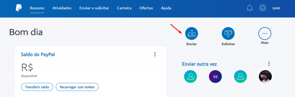enviar pagamentos Paypal